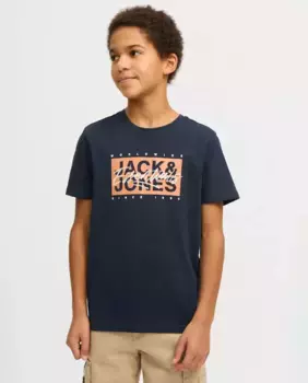 Футболка для мальчиков с короткими рукавами и логотипом спереди Jack & Jones, голубой