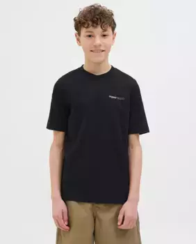 Футболка для мальчиков с короткими рукавами и принтом на спине Jack & Jones, черный