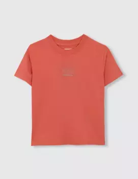 Футболка для мальчиков с короткими рукавами и принтом на спине Gocco, коралловый