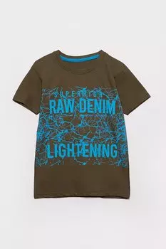 Футболка для мальчиков с круглым вырезом и текстовым принтом JackandRoy, хаки