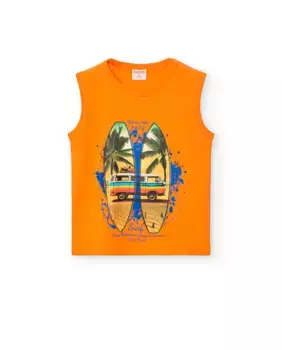 Футболка для мальчиков с круглым вырезом и бретельками Boboli, оранжевый