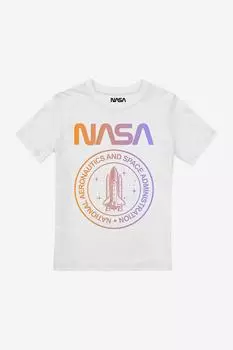 Футболка для мальчиков с национальным гербом и градиентом NASA, белый
