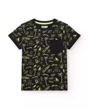 Футболка для мальчиков с принтом и нагрудным карманом Tuc tuc, чёрный