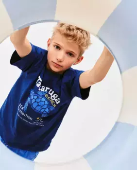 Футболка для мальчиков с принтом и вышивкой Kids El Corte Ingls, синий