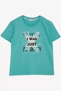 Футболка для мальчиков с текстовым принтом мятно-зеленого цвета (8–14 лет) Breeze