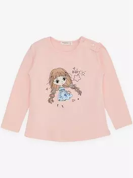 Футболка для маленьких девочек с круглым вырезом и длинными рукавами Breeze, лосось