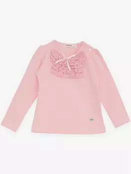 Футболка для маленьких девочек с круглым вырезом и длинными рукавами Breeze, розовый