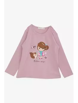 Футболка для маленьких девочек с круглым вырезом и длинными рукавами Breeze, сушеная роза