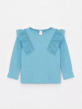 Футболка для маленьких девочек с круглым вырезом и длинными рукавами LCW baby, синий
