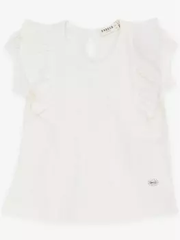 Футболка для маленьких девочек с круглым вырезом и короткими рукавами Breeze, экрю