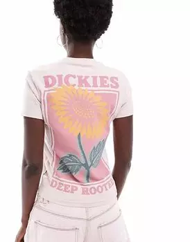 Футболка для малышей Dickies с графическим принтом подсолнухов на спине светло-розового цвета - эксклюзивно для ASOS