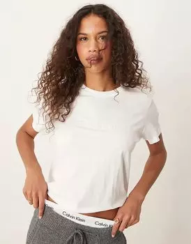 Футболка для отдыха из хлопка белого цвета Calvin Klein