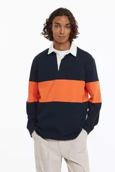 Футболка для регби свободного кроя H&amp;M, темно-синий/широкие полосы