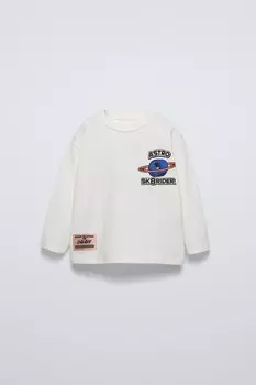 Футболка для скейта ZARA, цвет oyster/white