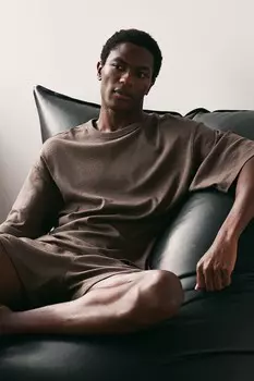 Футболка для сна и шорты H&M, коричневый