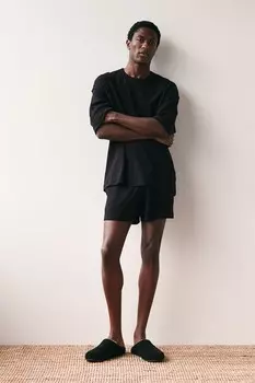 Футболка для сна и шорты H&M, черный