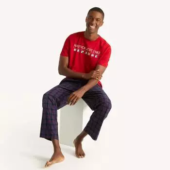 Футболка для сна с логотипом Nautica Mens, цвет nautica red