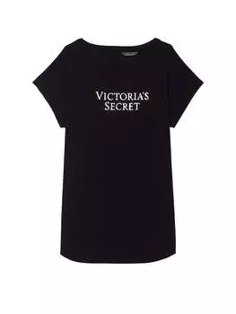 Футболка для сна Victoria's Secret Lightweight Cotton Dolman, чёрный