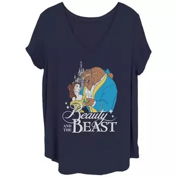 Футболка для танцев с винтажным логотипом Juniors' Plus Disney Beauty & The Beast Licensed Character, темно-синий
