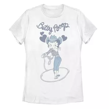 Футболка для юниоров Betty Boop Cowgirl Lasso Trick с рисунком Licensed Character, белый