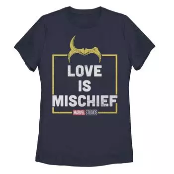 Футболка для юниоров Marvel Loki Love Is Mischief Licensed Character, темно-синий