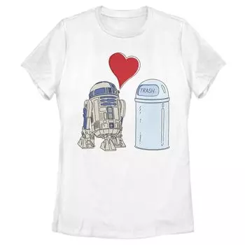 Футболка для юниоров Star Wars R2-D2 Loves Trash Can Licensed Character, белый