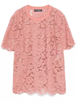 Футболка Dolce & Gabbana из вельветового кружева, розовый