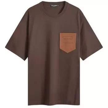Футболка Dolce & Gabbana Leather Pocket T-Shirt, коричневый