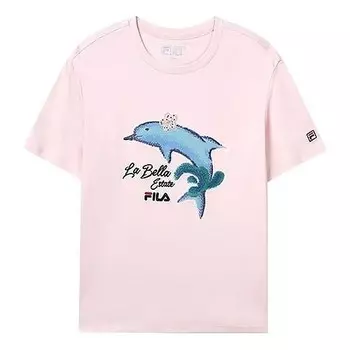 Футболка dolphin printing casual sports short sleeve pink Fila, розовый