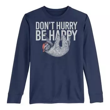 Футболка Don't Hurry Be Happy для мальчиков 8–20 лет с подвесным принтом и длинными рукавами Licensed Character