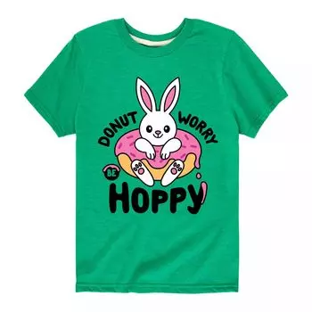 Футболка Donut Worry Be Hoppy для мальчиков 8–20 лет с рисунком Licensed Character, зеленый