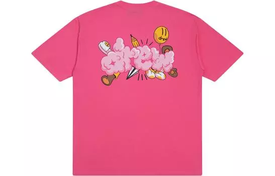 Футболка Doodle Joy из хлопка Drew House, Warm Pink