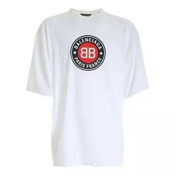 Футболка double b logo printing 'white' Balenciaga, белый