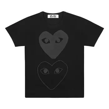 Футболка double hearts t-shirt 'black black' Comme Des Garcons Play, черный