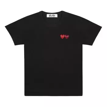 Футболка double hearts tee 'black' Comme Des Garcons Play, черный