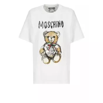 Футболка drawn teddy bear t-shirt Moschino, белый