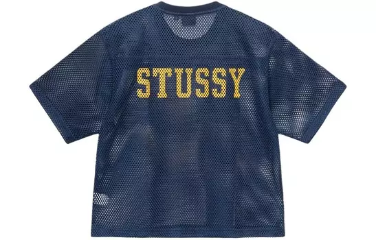 Футболка Drop2 Logo Mesh Knit, весна-лето 2024, синяя Stussy, синий