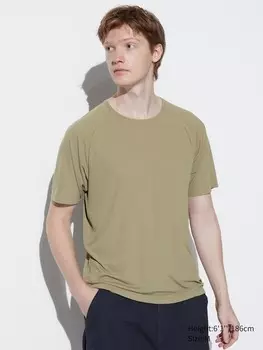 Футболка dry-ex легкая Uniqlo, зеленый