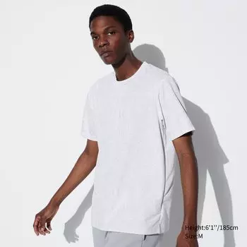 Футболка DRY-EX с круглым вырезом и принтом UNIQLO, серый