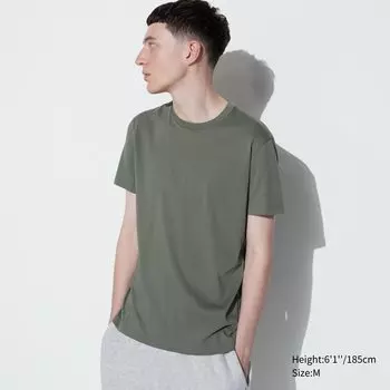 Футболка DRY с круглым вырезом UNIQLO, оливково-зеленый