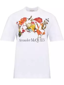 Футболка Dutch Flower с логотипом Alexander McQueen, белый