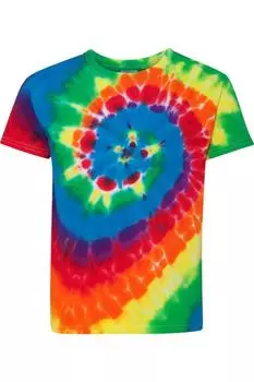 Футболка Dyenomite Youth разноцветная спиральная с узором «тай-дай», цвет michelangelo