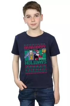 Футболка «Джокер и Харли Квинн Ха Ха с праздниками» DC Comics, темно-синий