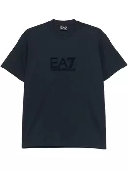 Футболка Ea7 Emporio Armani с флокированным логотипом, синий