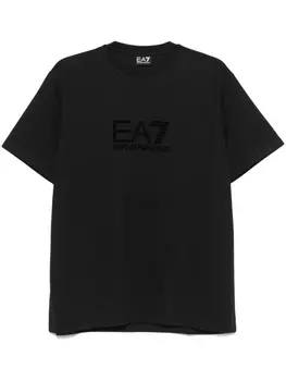 Футболка Ea7 Emporio Armani с флокированным логотипом, черный