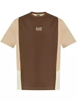 Футболка Ea7 Emporio Armani с рельефным логотипом, коричневый