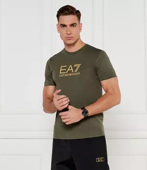 Футболка EA7 Slim Fit, оливково-зеленый