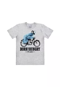 Футболка Easyfit Cookie Monster — Born To Be Hungry LOGOSHIRT, цвет Grey-melange
