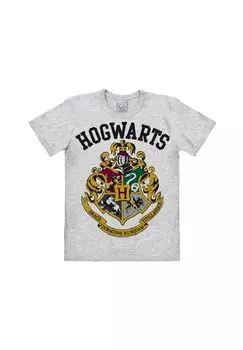 Футболка Easyfit Harry Potter - логотип Хогвартса LOGOSHIRT, цвет Grey-melange