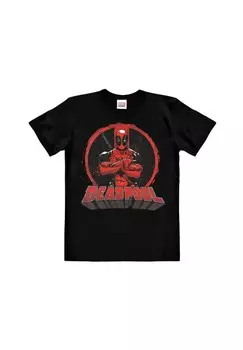 Футболка Easyfit Marvel - Дэдпул - Круг LOGOSHIRT, черный